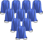 BeeGreen Royal Blue Drawstring Backpack Bags Bulk 10 Pack X-Large 22.4" L x 17.5" W Sports Cinch Sack Gym String Bags Machine Washable Heavy Duty String Backpack for Men Women