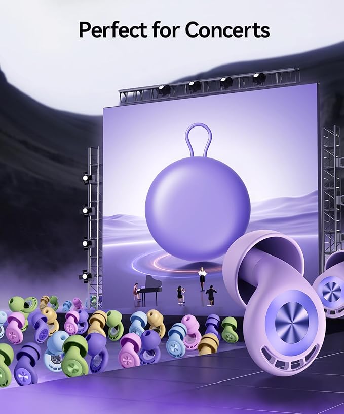 Ear Plugs for Sleeping 50dB Earplugs Noise Cancelling Ear Plugs for Noise Reduction Concerts Soft Reusable Silicone Earplugs for Snoring Side Sleepers Shooting Airplanes with 7 Eartips Case
