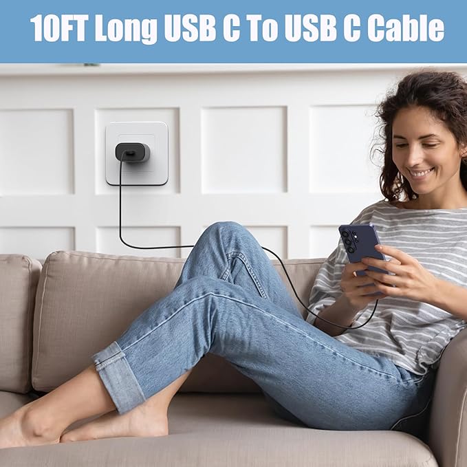 S26 S25 S24 S23 S22 Fast Charger for Samsung Phone,25W USB C Charger Android Chargers Type C Charger Fast Charging Block 10Ft USB C Cable Cord for Samsung Galaxy S26/S25/S24/S23/S22/S21/S20/Plus/Ultra