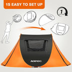 Pop Up Camping Tent, 2/4/6 Person Instant Tent Waterproof PU4500mm, Spacious Ventilated Camping Tent with Front Porch, Quick Setup Lightweight Portable for Outdoor Camping Hiking Beach
