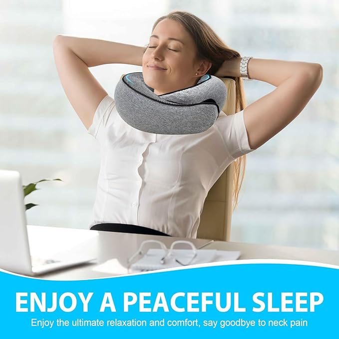 Travel Neck Pillow for Airplanes – 100% Memory Foam, 360° Head Support, Breathable & Washable Cover, Compact for Travel, Car & Flights