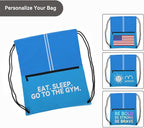 Drawstring Backpack Large Sports Gym Draw String Bag for Women and Men (Ocean Blue)