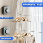 Retractable Clothesline Indoor & Outdoor, 16.2 Ft Non-Sagging Stainless Steel Laundry Washing Line with Wall Mounted Heavy Duty Design, Space-Saving Clothing Drying Rack (1, Gray)