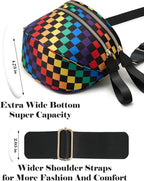 Black and White Checkered Crossbody Bag Bum Bag for Women,Spacious Checkered Purse Fanny Packs Belt Bag