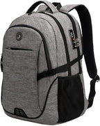 SHRRADOO Anti Theft Laptop Backpack Travel Backpacks with Combination Lock for Women Men College Backpack Computer Bag Fits 17 Inch Laptop,Grey