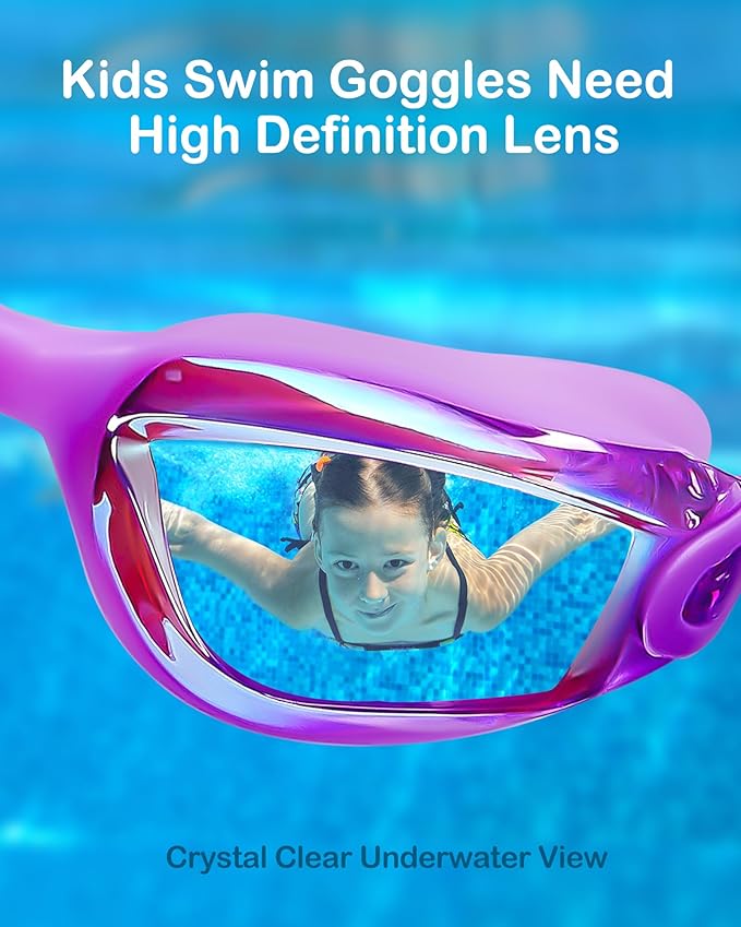 Aegend Swim Goggles for Kids Youth 3-14 Anti-Fog Anti-UV Comfort Fit Goggles for Swimming