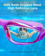 Aegend Swim Goggles for Kids Youth 3-14 Anti-Fog Anti-UV Comfort Fit Goggles for Swimming