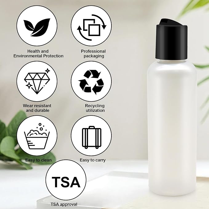 Empty Travel Bottles for Toiletries 3.4 oz Travel Size Bottles Tsa Approved Travel Size Cosmetic Container for Shampoo, Conditioner 10 PCS