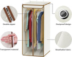 Univivi Garment Bags for Hanging Clothes, Large Clothes Storage Bags Closet Organizer with Clear Window, Premium Hanging Garment Storage Bag for Suits, Coats, Dresses, 40" (Beige)