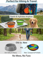 Collapsible Dog Bowl 2 Pack with Carabiners - Portable Travel Pet Food Water Bowl for Dogs Cats