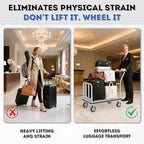Hotel Luggage Cart, Brushed Stainless Steel Finish Bellman's Cart, Valet Cart with Grey Carpeted Deck and 8‘’ Rubber Wheels, Ideal for Hotels, Condos, Resorts, 1300Lbs Load (Silver, 38''L x 42''H)