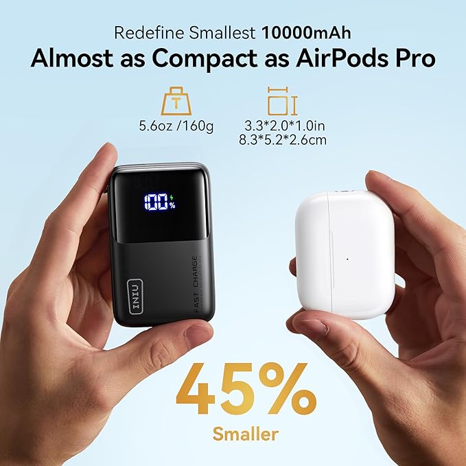 INIU Ultra Small 10000mAh 45W PD Power Bank & Ultra Slim 10000mAh 45W Power Bank Combo