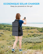 Ecosonique 30W Solar Panel Charger Portable Foldable, USB-C & USB-A Charging, ETFE IP67 Waterproof, Compatible with Cell Phones, iPhone, iPad, Samsung, LG, Power Banks, for Camping, Outdoor, Travel