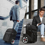 MATEIN Rolling Backpack for Men with Wheels, 17 Inch Large Wheeled Backpack with Combination Lock, Water Resistant Anti Theft Travel Laptop Backpack for Adults Work Business, Black