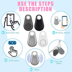 Flutesan 8 Packs Portable GPS Tracking Mobile Tracking Anti Loss Smart Device Key Finder Locator GPS Tracker Device for Pets Dog Cat Wallet Keychain Luggage, Alarm Reminder(Black, White, Gray)