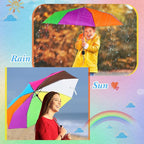 12 Pc Rainbow Umbrella Portable Tri Folded Pride Umbrella Windproof Compact Rain Parasol for Travel Beach Wedding Party