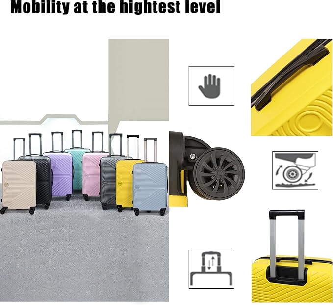 Luggage Set 3 Pieces -Suitcase Set - Luggage with Wheels - Check-in Luggage - PC + ABS Durable Suitcase Rotating Silent Wheels 3-Piece 20/24/28 yellow (yellow)