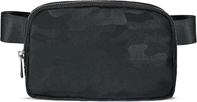 YOSHUYUKI Fanny Pack Crossbody Bag Trendy Waterproof Small Sling Cross Body Purse for Women Men Fashion Waist Packs Mini Belt Bag Pouch Chest Bum Bag Lulu Dupes for Travel Vacation Running Black Camo