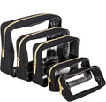 Remobia Hicol TSA Approved 5-Piece Diaper Bag Organizer Pouch Set Clear Waterproof TPU Kids Toiletry Storage Set Travel Packing Clutch Cube Bags for Baby Nursing(Black)