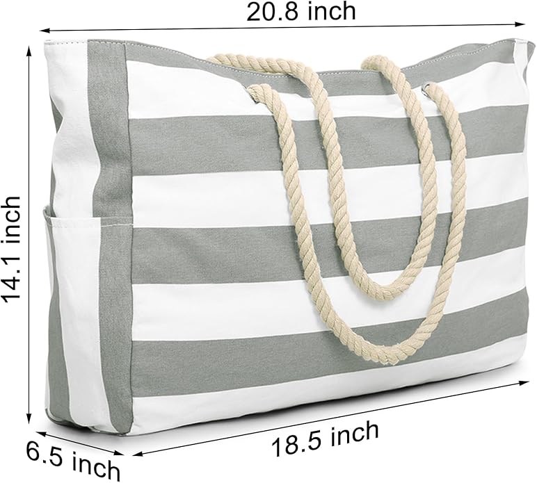 Becokan Beach Bags for Women Large Waterproof Beach Tote Bag Zipper Beach Bags Waterproof Sandproof Swim Pool Bag Large Tote