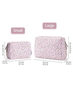 Narwey Small Cute Floral Makeup Bag for Purse Mini Cosmetic Bag Travel Makeup Pouch Zipper Pouch Cute Make up Bags with Compartments for Women Girls (Pink Flower, Small)