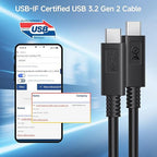 Cable Matters [USB-IF Certified] 10 Gbps Gen 2 USB C Cable - 3.3ft / 1m, Supports Up to [4K@60Hz Video, 100W Charging, 10Gbps Data Transfer], Black