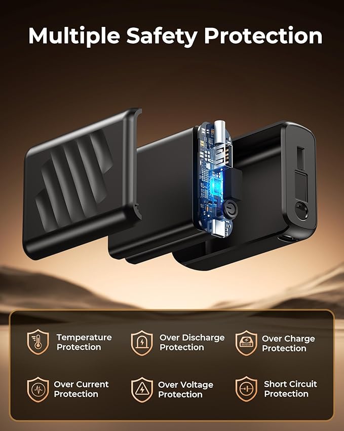 7.4V 20000mAh Heated Vest Battery Pack Compatible with ORORO, Battery Pack for Heated Vest with LED, Rechargeable Power Bank for Weamest, for XINSONYUELL, for TODWARM, for Vestego