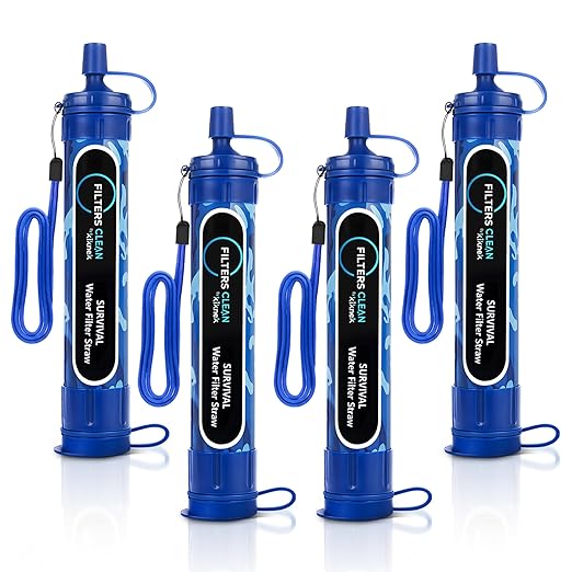 Filters-Clean Survival Water Filter Straw – 0.1 Micron Portable Personal Water Filter, 4,000L (1,056 Gallon) Capacity – Removes 99.9999% Bacteria & Protozoa – Hiking, Camping & Emergency - 4 Pack