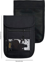 RFID Blocking Travel Neck Wallet Pouch and Passport Holder, Travel Neck Pouch Passport Holder for Women & Men - Black