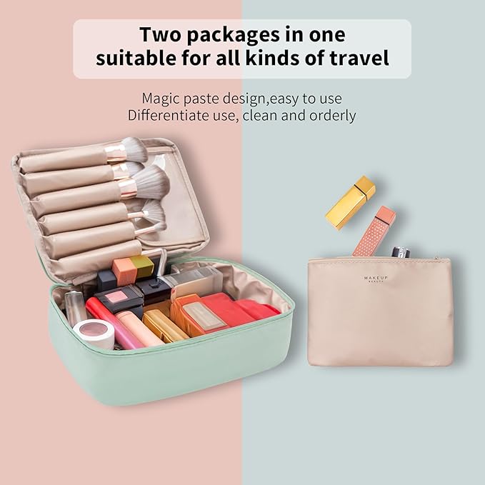 Queboom Travel Makeup Bag Cosmetic Bag Makeup Bag Toiletry bag for women and men (Green)