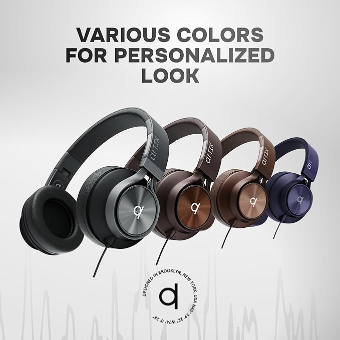 ARTIX Over Ear Headphones Wired with Microphone and Volume Control, Foldable Noise Isolating Headset with Deep Bass for School, Laptop, Computer, Chromebook, Tablet, Travel (3.5mm Jack)