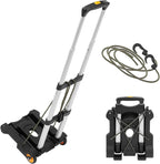 Mount-It! Folding Luggage Cart with Wheels, Foldable Hand Truck Dolly Carries 77 lbs, 4 lbs Lightweight, Fits Carry-On, Telescoping Handle, Bungee Cord