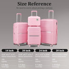 4 Piece Luggage Set, Hardside Expandable Lightweight Suitcase with 360° Mute Spinner Wheels Luggage Sets, TSA Lock, 14/20/24/28 Inch Travel Luggage for Men, Women and Girls (Pink 2)