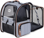 Large Cat Backpack Carrier Expandable Pet Carrier Backpack for Small Dogs Medium Cats Fit Up to 18 Lbs, Dog Carrier Backpack,Puppy Backpack Carrier, Striped