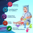 Suction Toy Toddler Bath Toys: No Hole Bath Toy for Boys Girls - 18PCS Sensory Fidget Toys for Kids - Window Building Toy Gooide Bag Stuffers - Travel Essentials Road Trip Activities for Kids Gifts
