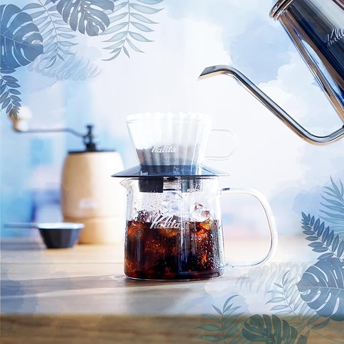 Carita WDG-155#05065 Wave Series Glass Coffee Dripper for 1-2 People, Smoky Blue