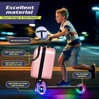 smilesun Foldable Ride On Scooter Suitcase with Front Opening, Lightweight Carry On Scooter Luggage for Adults, Teens & Kids（Pink 20-inch）