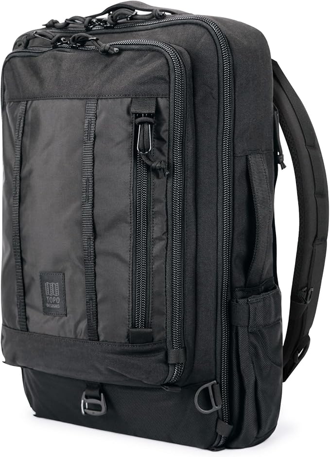 Topo Designs Global Travel Bag – 30L or 40L - Carry-On Compliant Most Airlines, Durable Travel Duffel Bag, Clam Shell Main Pocket, Laptop Sleeve, Backpack, Luggage (30L / Black)