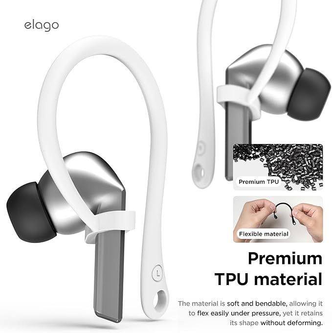 elago Ear Hooks Designed for Samsung Galaxy Buds 3 &Galaxy Buds 3 Pro Earbuds Accessories, Anti-Slip, Ergonomic Design, Comfortable Fit (White)