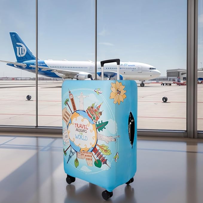 WUJIAONIAO Travel Luggage Cover Baggage Suitcase Cover Protector Skins 18-32 Inch (ocean, XL (for 29-32 inch luggage))