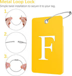 Gostwo 2 Pack Luggage Tags for Suitcases, 26 Initial Letter Travel Luggage Baggage Identification Labels ID Tag Fully Bendable Tags with Stainless Steel Loop (Yellow) (Letter F)