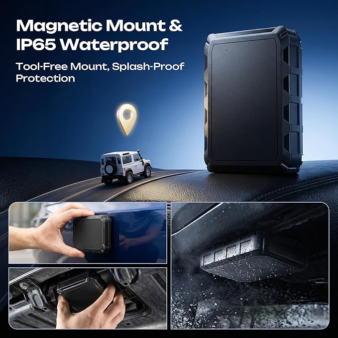 CXK GPS Tracker for Vehicles, 6-Month Battery Life 4G Global Tracker Device for Vehicles with Real Time Alert Strong Magnet, IP65 Waterproof Car Traker 180-Day Location History Subscription Needed