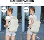 WONHOX Large Travel Backpack Women, Carry On Backpack, Hiking Backpack Waterproof Outdoor Sports Rucksack Casual Daypack with USB Charging Port Shoes Compartment, Moon White