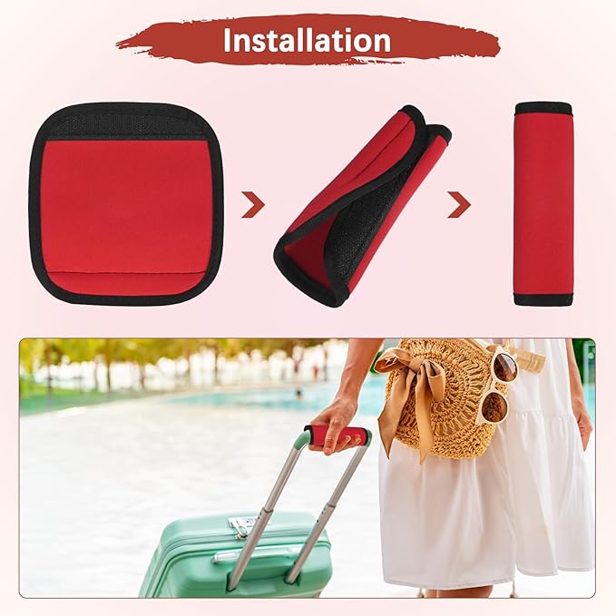 Luggage Handle Wrap [6PCS] - Neoprene Luggage Identifiers Use for Suitcases & Carry on & Travel Accessories - [Red-6IN/15CM] Comfort Grip Handle Cover