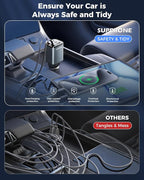2026 Ultra-Compact SUPERONE Retractable Car Charger, 5 in 1 Car Phone Charger with USB C & Apple Cables, 84W Fast Charging USB C Car Accessories Adapter for iPhone 17/16/15/14/13, Galaxy, Pixel