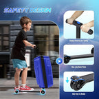 smilesun Scooter Suitcase for Kids & Adults, Foldable Carry On Travel Luggage, Hardside Ride on Scooter Suitcase with Spinner Wheels，Blue