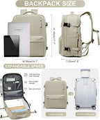 WONHOX Large Travel Backpack Women,Carry On Backpack Flight Approved 18x14x8 inches Bag Spirit Airlines Personal ltem,College Sports Hiking Rucksack Laptop Blackpack mochila de viaje,Brown