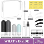 ME.FAN 18 Pack Travel Bottles for Toiletries, TSA Approved Travel Size Containers Set, Silicone Squeezable Portable Split Bottle, Travel Accessories for Conditioner, Shampoo, Lotion - Grey