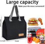 Lunch Bag for Women/Men,Waterproof Reusable Portable Lunch Tote,Lunch Box Bag.Thermal Cooler Bag Ideal for Work/Party/l/Travel/Picnic (Light Black)