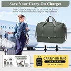 Extra Large Travel Duffle Bag,Carry on Overnight Weekend Bag with Shoes Compartment,Weekender Bags for Women for Travel Business Trips Sport Hospital,Dark Green